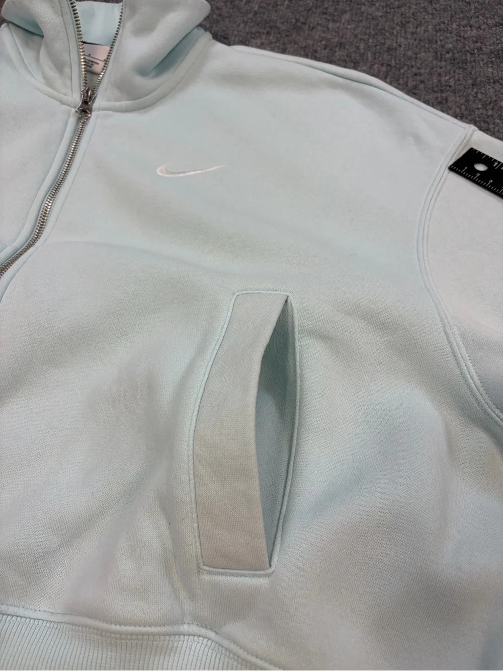 Nike Sportswear Phoenix Fleece Full Zip Jacket Light Blue Cropped Women's L